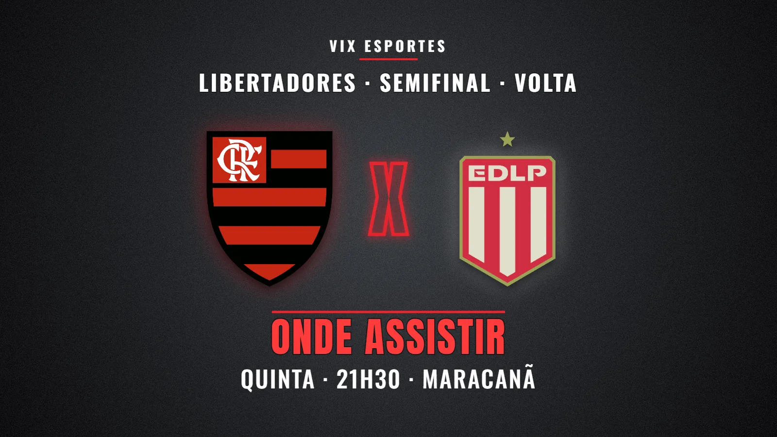 Arte do jogo Flamengo x Estudiantes pela semifinal da Libertadores 2026