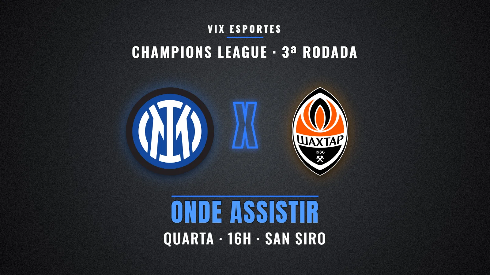 Arte do jogo Inter de Milão x Shakhtar Donetsk pela 3ª rodada da Champions League 2026/27