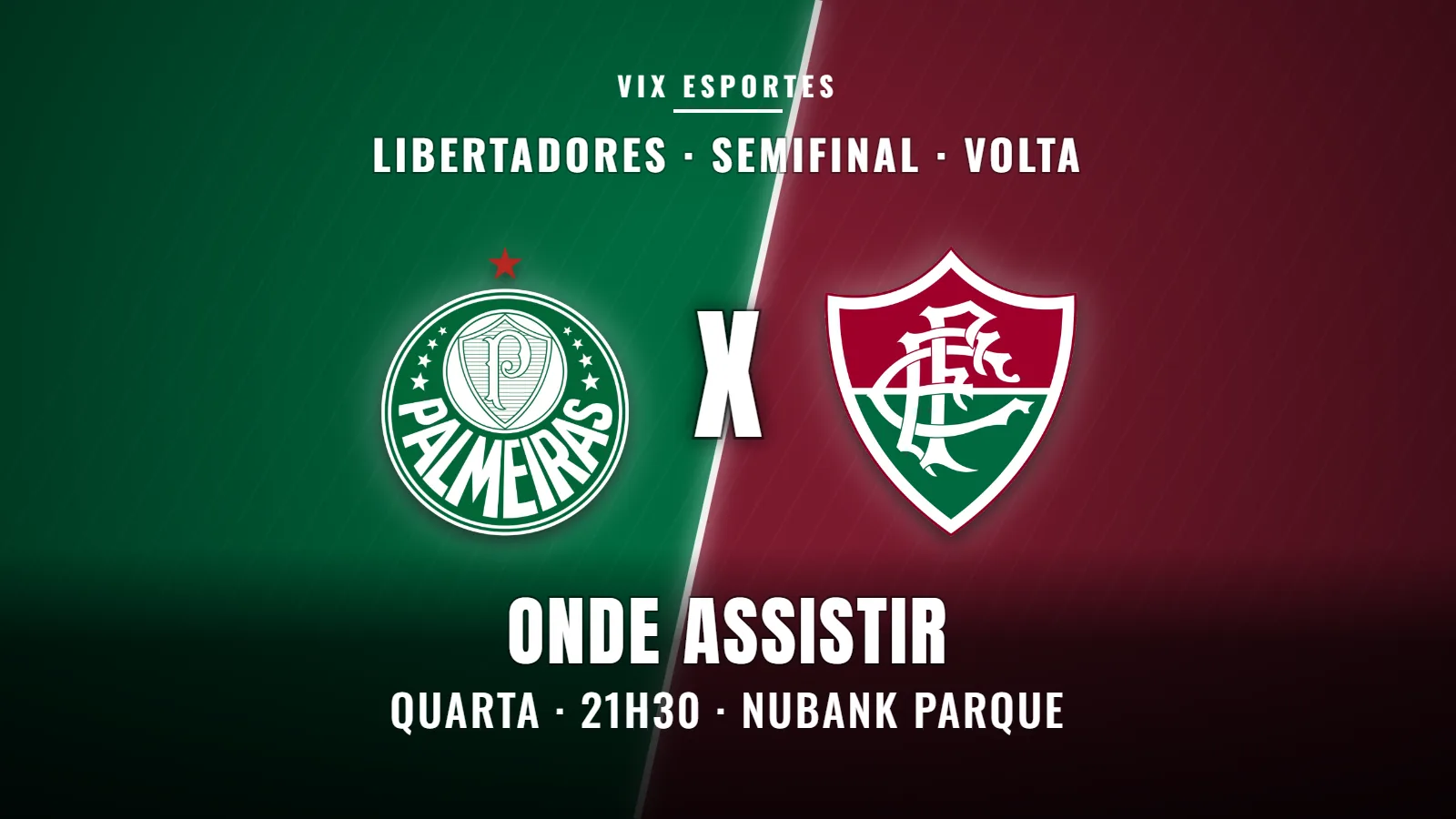 Arte do jogo Palmeiras x Fluminense pela semifinal da Libertadores 2026